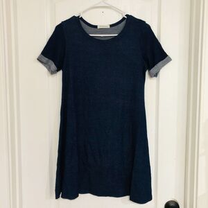 PinkLine Women's A-Line Dress Casual Above Knee Short Sleeve Pullover Blue Small